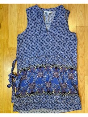 Almost Famous Blue Mixed-Print Sleeveless Dress